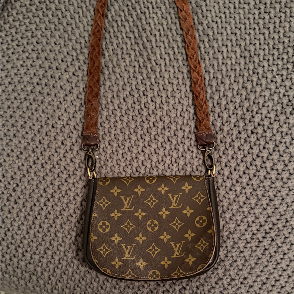 Elegant Brown Monogram Crossbody Bag